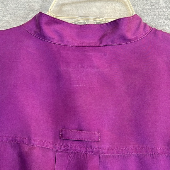 MONTAGE Silk Extra Long Oversized 2 Pocket Button Up Shirt - Picture 4 of 16